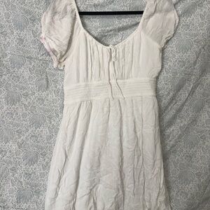 White Puff Sleeve Smocked Waist Summer Dress